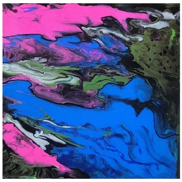 Hand Crafted Abstract Canvas Painting 12 x 12 Inches - Picture 3 of 4